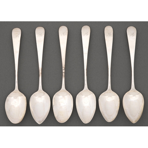 232 - A set of six Scottish George III silver dessert spoons, Old English pattern, by John Zeigler, Edinbu... 