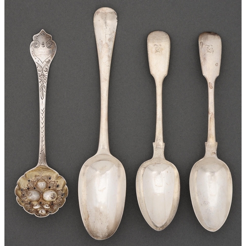 235 - A George III silver sauce ladle, later chased, pierced and gilt as a sugar sifter, London 1816, in V... 