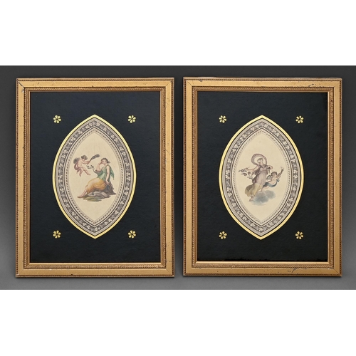 353 - A pair of Don Pottery fine white earthenware plates, c1805-1810, with classical bat prints in black ... 