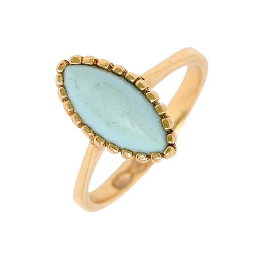 44 - A turquoise ring, in gold, Italian control marks and 750, 3.6g, size L