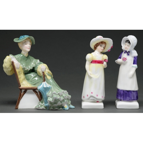515 - Three Royal Doulton bone china figures of young women, various sizes, printed marks (3)... 