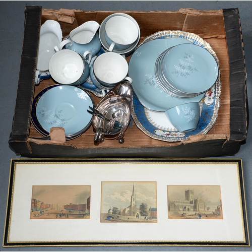 528 - Miscellaneous porcelain and plated ware, 20th c, to include a Royal Doulton Forest Glade pattern tea... 