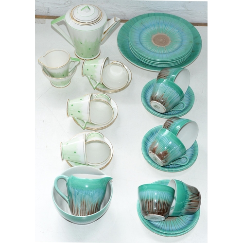 542 - A Shelley earthenware Harmony tea service, c1920, printed mark, pattern 8823 and an Albert E Jones a... 