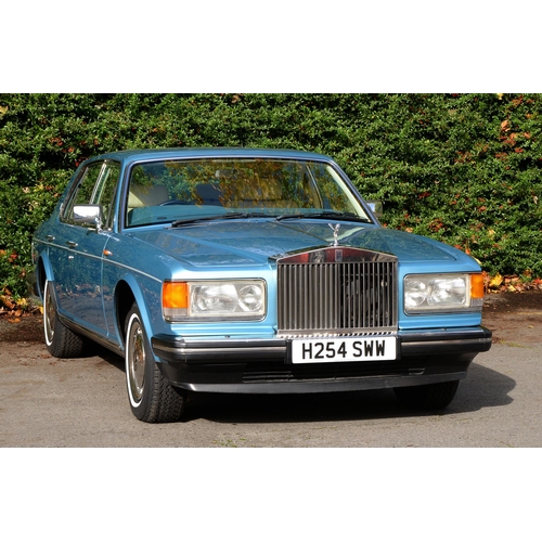 550 - Motor Car. 1990 Rolls Royce Silver Spirit, automatic, 4 door saloon in Rhapsody metallic blue, regis... 