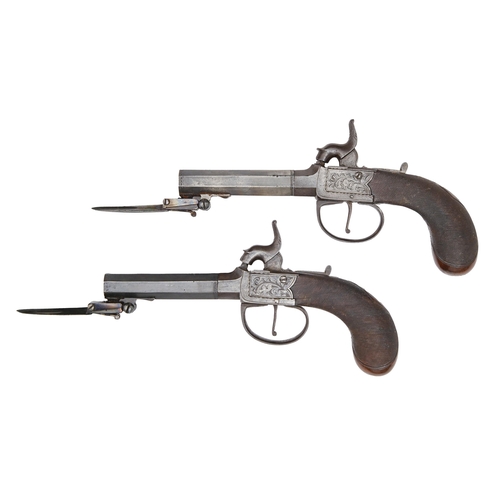 559 - A pair of percussion pocket pistols, Williams, London, early 19th c, the approx 84 rifled octagonal ... 