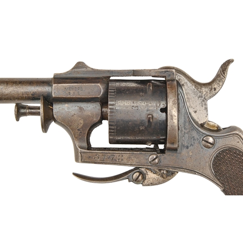 560 - A Belgian 7mm six-shot Mayer's patent pinfire revolver, c1870, with 93mm sighted two-stage barrel, h... 