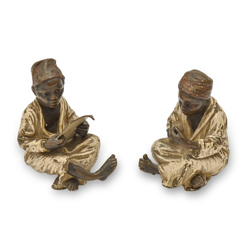 576 - A pair of Austrian cold painted bronze orientalist figures of boys, Franz Bergman, Vienna, early 20t... 