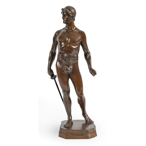 608 - An Austro-Hungarian or German bronze statuette of a warrior, cast from the model by Rudolf Kuchler, ... 