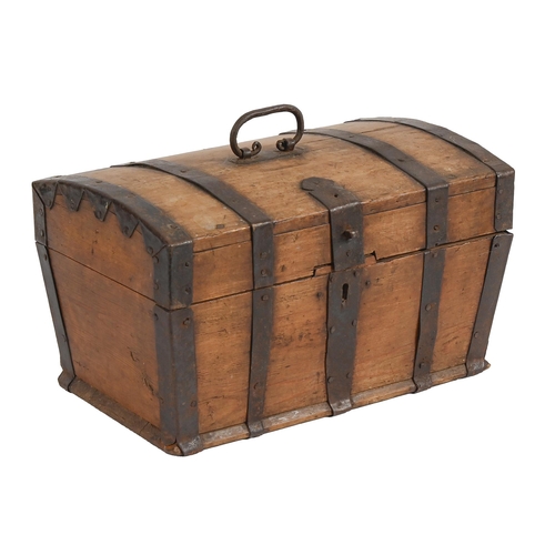 609 - A Northern European iron bound wood trunk, 31cm l