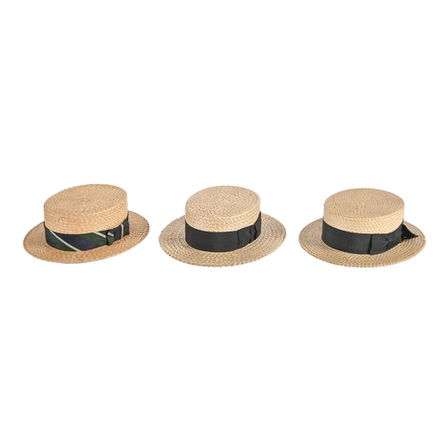 630 - Three gentleman's straw boaters, one by Lock & Co, London, sizes marked 6 ⅞, 7 or 10... 