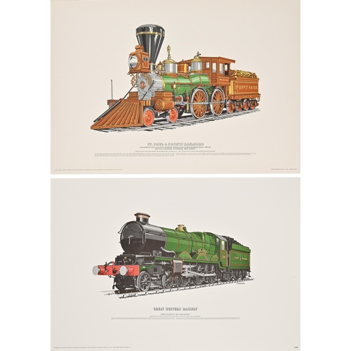 647 - Transport, Railwayana. Approx. 700 lithographic posters of steam engines, locomotives and trains, Br... 