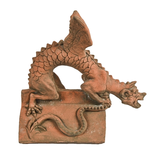 650 - A terracotta dragon roof tile, 44cm h; 46cm l, incised Jameson © 2005