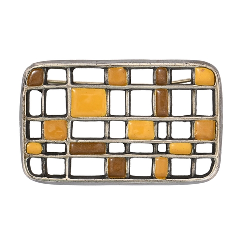 66 - David Andersen. A Norwegian silver and enamel brooch-pendant, designed by Uni David Andersen in 1965... 