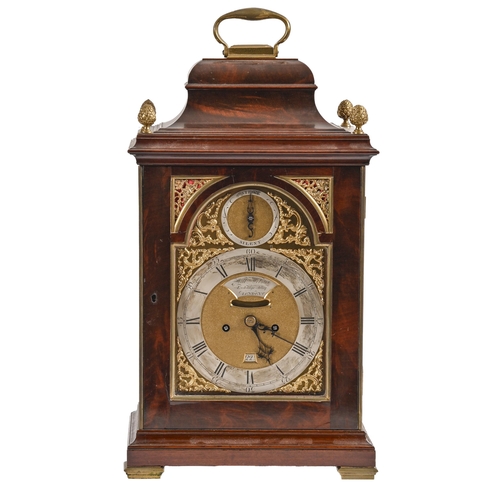 679 - A George III mahogany eight-day bracket clock, William Webster, Exchange Alley, London, the breakarc... 