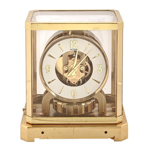 681 - A gilt lacquered brass Atmos timepiece LeCoultre, No 136208, 23.5cm h