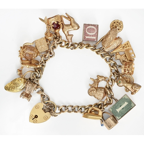 70 - A gold charm bracelet, 20cm l, 80.6g