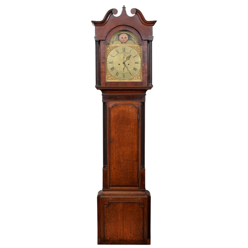 719 - A Victorian oak and crossbanded eight-day longcase clock, Hugh Evans, Holyhead, the 12.5 inch brass ... 