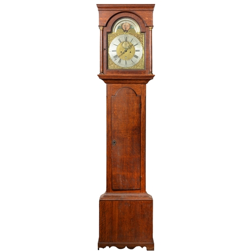 726 - A George III oak eight-day longcase clock, David Paterson, Sunderland, the 12 inch brass breakarched... 