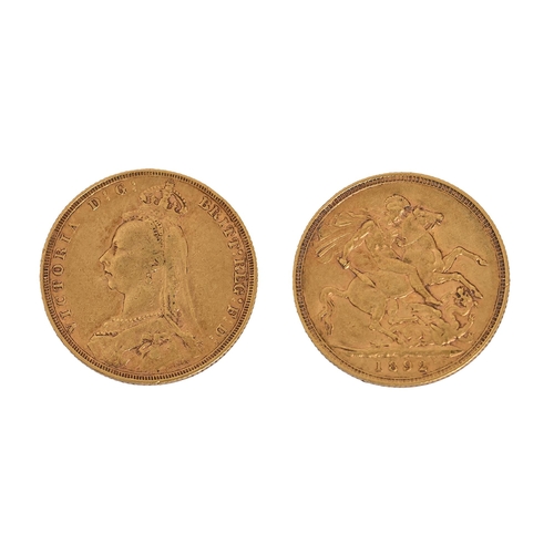 73 - Gold coins. Sovereign 1892