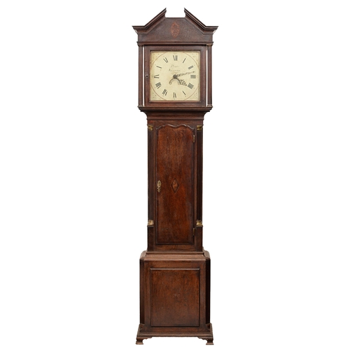 733 - A George III oak thirty-hour longcase clock, Plimer, Wellington, the 11.5 inch painted dial with pie... 