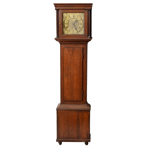 735 - A George II oak thirty-hour longcase clock, Thos. Baxter, Conderton, the dial with matted centre and... 