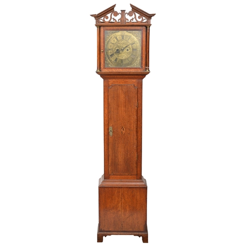 740 - A George III oak eight-day longcase clock, Andrew Knowles, the 11.5 inch brass dial formerly with mo... 