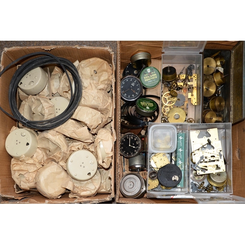 778 - Miscellaneous clock parts, including Smiths and other dashboard clocks, Smiths mid-century plastic c... 