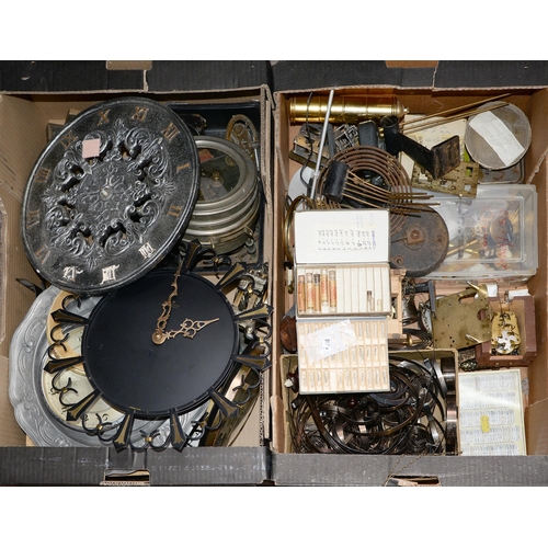 779 - Miscellaneous clock parts, including movements, springs, pendulums, weights and dials, etc... 