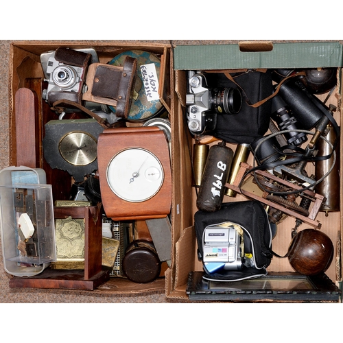 783 - Miscellaneous photographic equipment, barometers, tools and metalware, etc