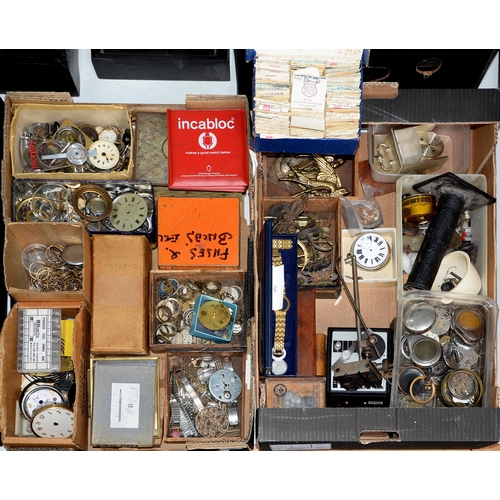 788 - Miscellaneous watch parts, including dials, cases, springs and bracelets, etc