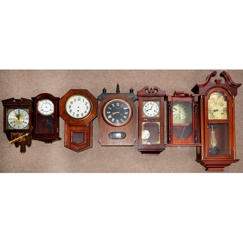 800 - Seven wall clocks, mid 20th c and later