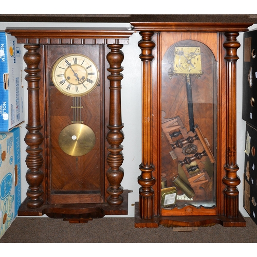 802 - A mahogany Vienna style wall clock, Pleasance & Harper, Bristol, 84cm h and another contemporary... 