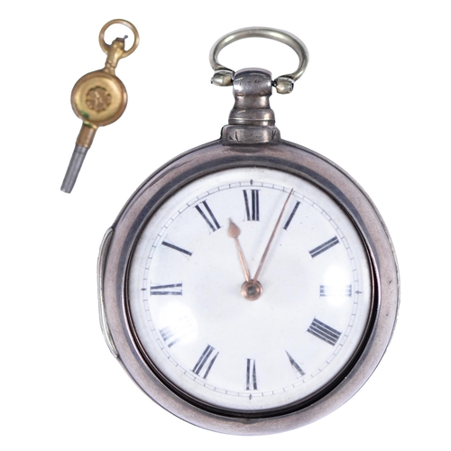 810 - A silver pair-cased verge watch, James Hargreaves, Bawtry, No 10047, 56mm diam, London 1814... 