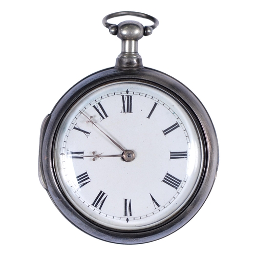 813 - An English silver pair-cased verge watch, James Mackie, London, No 469, 51mm diam, London 1808... 