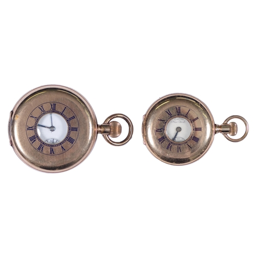 814 - Two gold plated half hunting cased watches, c1900