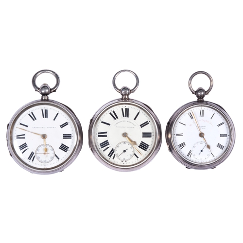 821 - Three silver lever watches, c1900