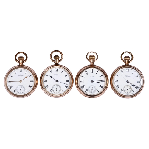 825 - Four gold plated keyless lever watches, Waltham and American Waltham Watch Co, early 20th c... 