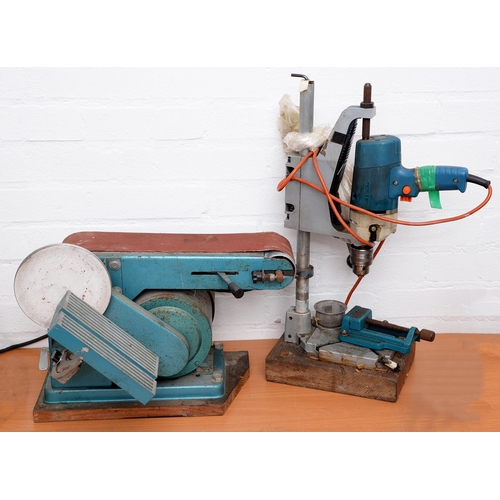 860 - A Naerok 4in belt and 6in disc sander and a pillar drill