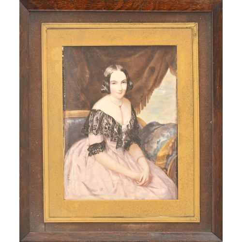 936 - Cornelius Bevis Durham (1809-1884) - Portrait Miniature of a Young Woman, seated three-quarter lengt... 