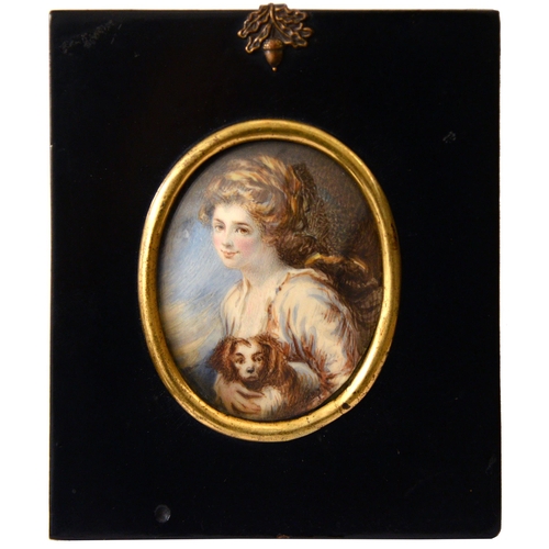 938 - English miniaturist, late 19th century, after George Romney - Portrait Miniature of Emma, Lady Hamil... 