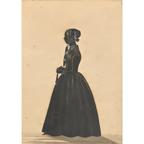 970 - English School, 19th century - Silhouette of a Lady, full-length, bears signature S. Metford fecit, ... 