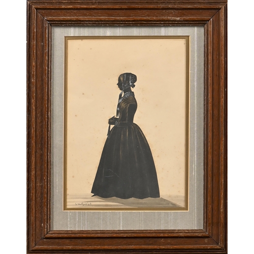 970 - English School, 19th century - Silhouette of a Lady, full-length, bears signature S. Metford fecit, ... 