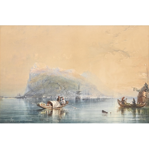 973 - John Francis Salmon (1808-1886) - View of Gibraltar, attributed mount, attributed and titled la... 