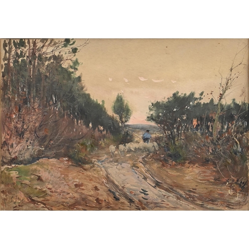 977 - C. Jacquet, early 20th century - Près de Hasselt, Belgium, signed, attributed and titled mount, wate... 