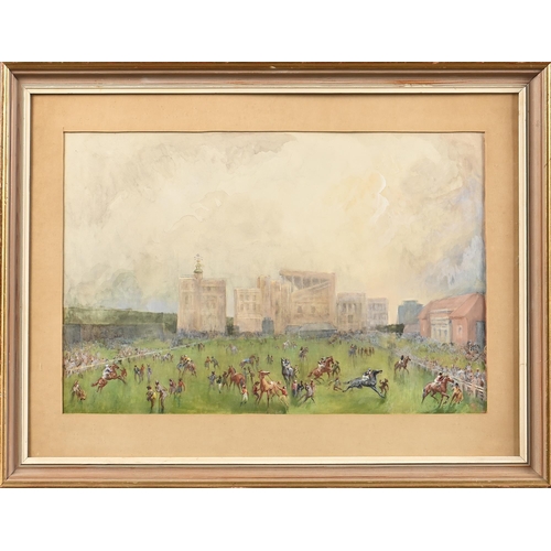 981 - English School, 20th century - Newmarket Racecourse, signed John **, attributed to John Beer and tit... 