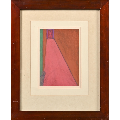 986 - Contemporary School, 20th century - The Long Corridor, mixed media on paper, 27.5 x 19cm... 