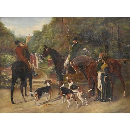 992 - Blodwen Lewis, late 19th/early 20th century - The Foxhunt Meet, signed and dated 1903, oil on canvas... 