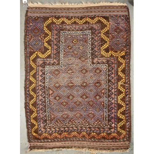 1074 - An antique baluch prayer rug, 118 x 87cm