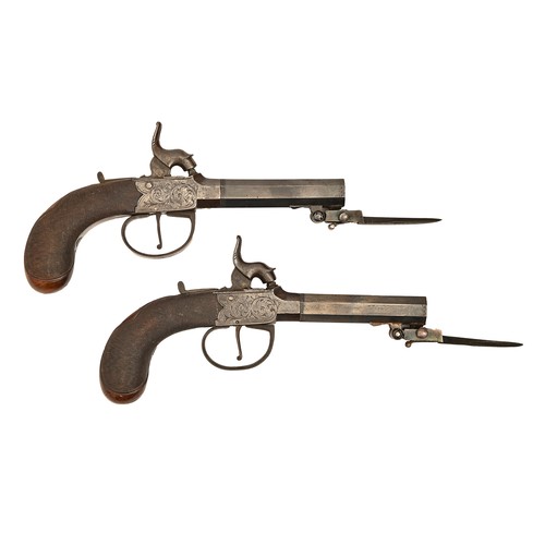 559 - A pair of percussion pocket pistols, Williams, London, early 19th c, the approx 84 rifled octagonal ... 