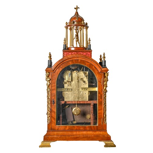 675 - A George III mahogany eight-day musical automaton table clock, Benjamin Ward, London, the silvered d... 